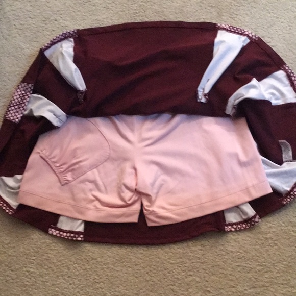 NWOT “LBH” Maroon Tennis skirt pink polka Small - Picture 7 of 8